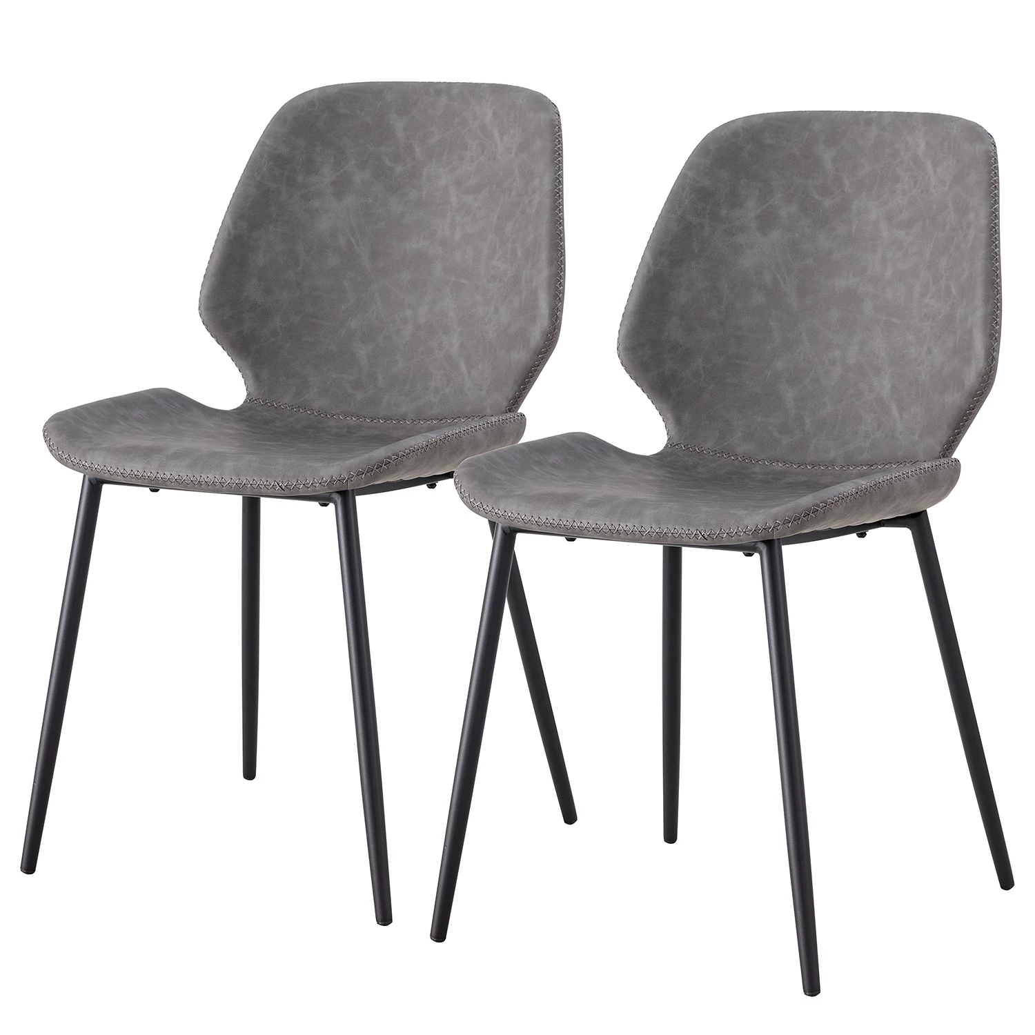 Mørteens Chaises Reallon (lot de 2) - Imitation cuir / Fer - Gris / Noir 1 Mørteens Chaises Reallon (lot de 2) - Imitation cuir / Fer - Gris / Noir