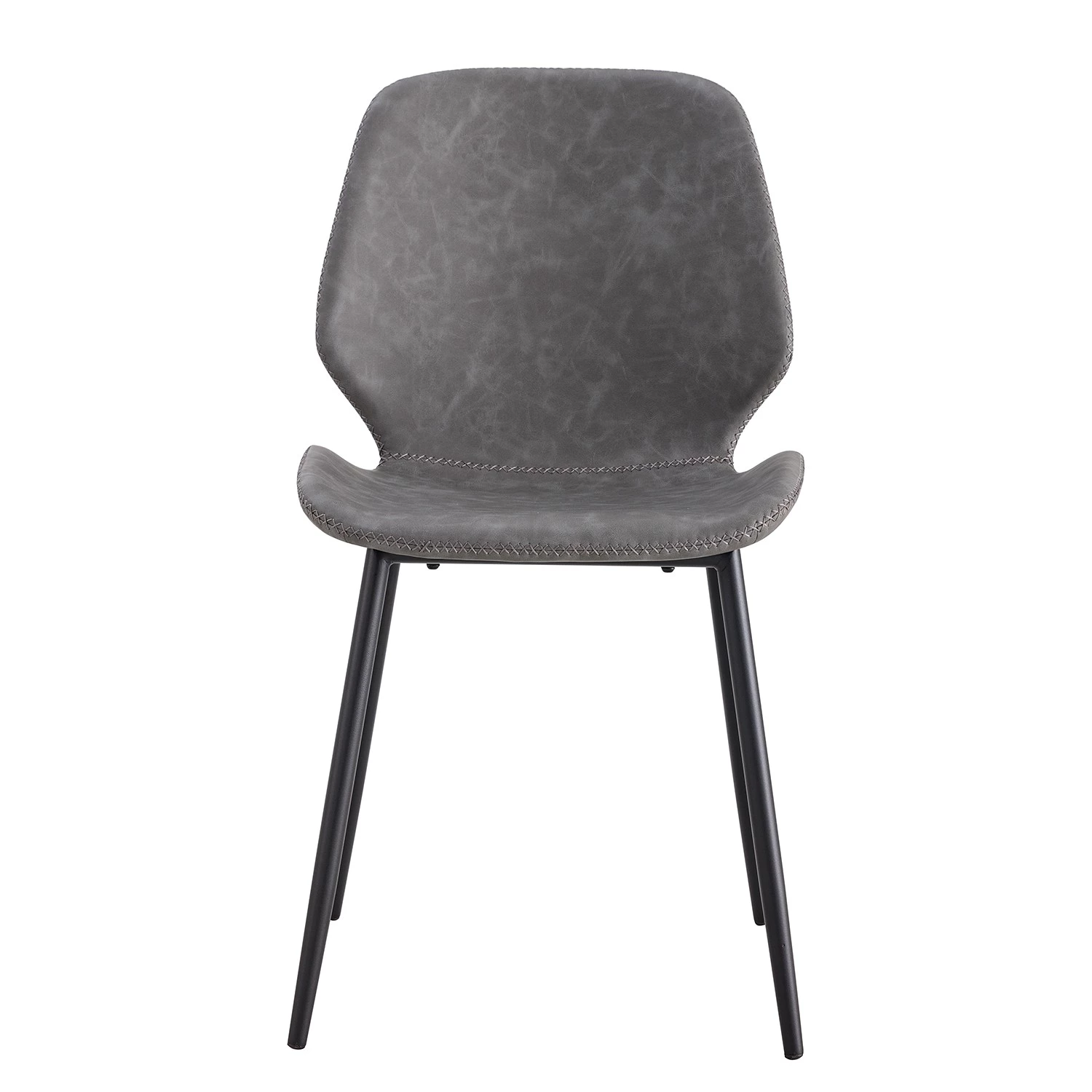 Mørteens Chaises Reallon (lot de 2) - Imitation cuir / Fer - Gris / Noir 3 Mørteens Chaises Reallon (lot de 2) - Imitation cuir / Fer - Gris / Noir – Image 3
