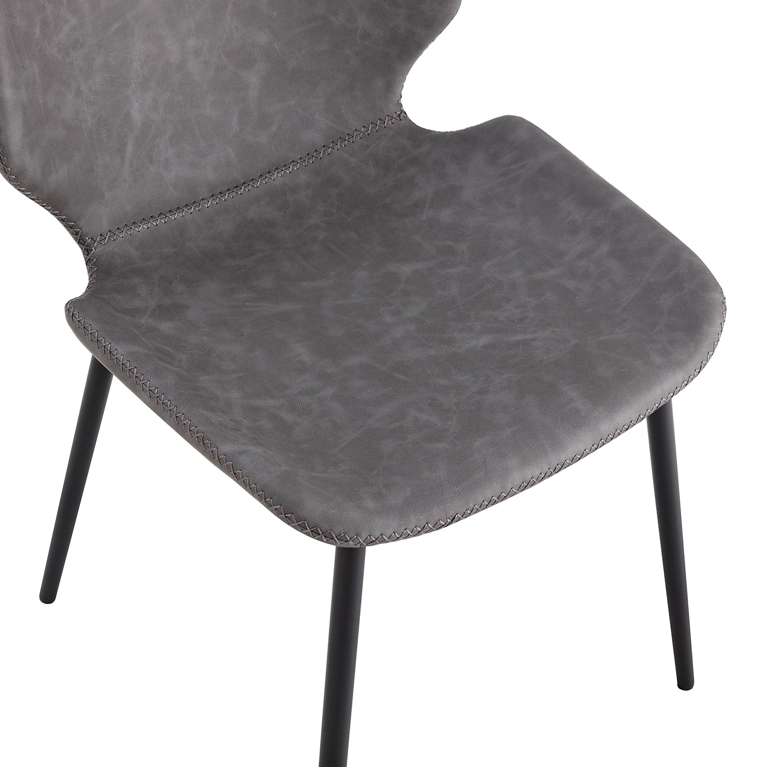 Mørteens Chaises Reallon (lot de 2) - Imitation cuir / Fer - Gris / Noir 11 Mørteens Chaises Reallon (lot de 2) - Imitation cuir / Fer - Gris / Noir – Image 11