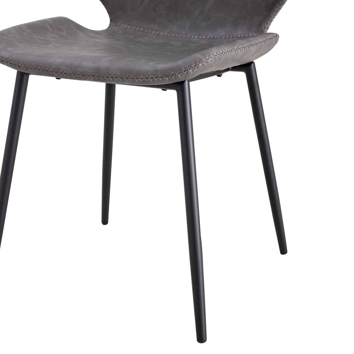 Mørteens Chaises Reallon (lot de 2) - Imitation cuir / Fer - Gris / Noir 12 Mørteens Chaises Reallon (lot de 2) - Imitation cuir / Fer - Gris / Noir – Image 12