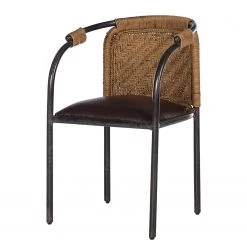 Ars manufacti Chaise à accoudoirs Dissay - Jute tressé / Fer - Naturel / Noir