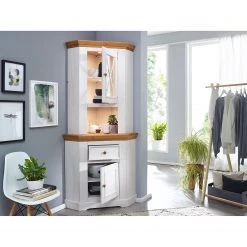 Maison Belfort Haut de buffet d’angle Ummanz - Pin massif - Blanc / Pin -Meubles de salle à manger Soldes Magasin 1000249472 210420 08310600210 MOOD DETAILS P000000001000249472 mood