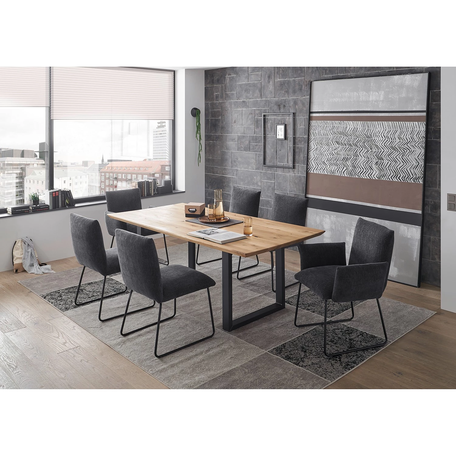 Red Living Chaises accoudoirs Malaville (lot de 2) - Chenille / Fer - Gris / Noir 2 Red Living Chaises accoudoirs Malaville (lot de 2) - Chenille / Fer - Gris / Noir – Image 2