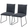 Red Living Chaises capitonnées Malaville (lot de 2) - Chenille / Fer - Gris / Noir