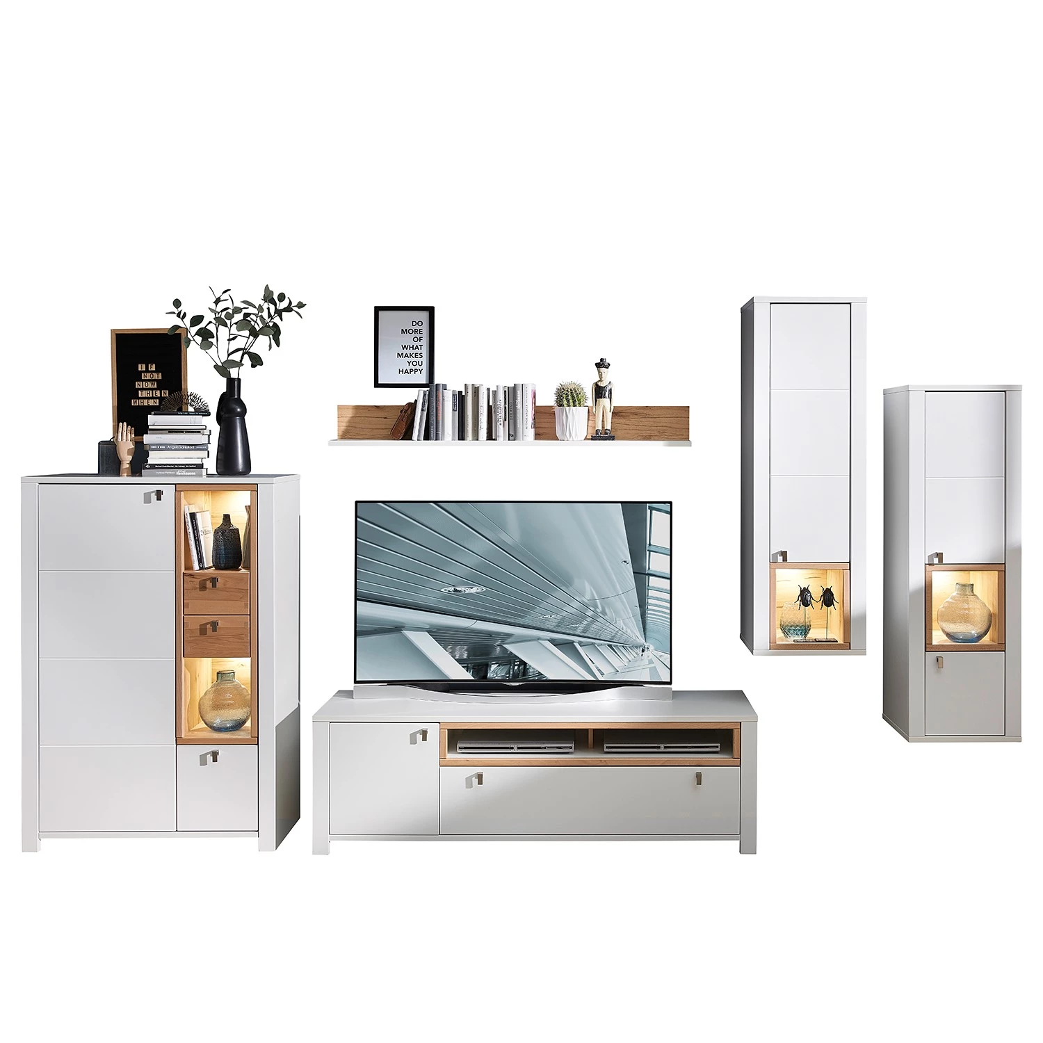 Loftscape Armoire murale Cordelle I - Éclairage inclus - Blanc mat / Hêtre sauvage 3 Loftscape Armoire murale Cordelle I - Éclairage inclus - Blanc mat / Hêtre sauvage – Image 3