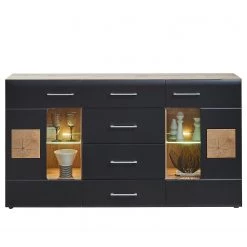 Loftscape Buffet Belloc - Avec éclairage - Noir mat / Imitation chêne