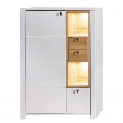 Loftscape Buffet haut Cordelle I - Éclairage inclus - Blanc mat / Hêtre sauvage