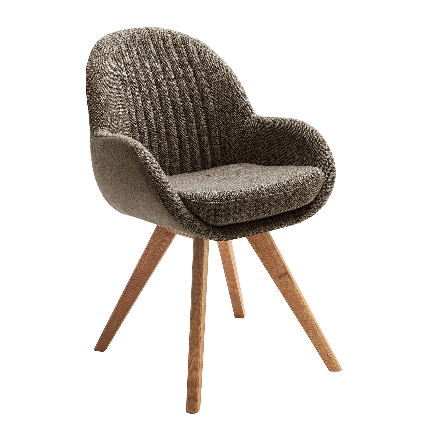 Norrwood Chaises à accoudoirs Chemille - Tissage à plat / Chêne massif - Taupe 2 Norrwood Chaises à accoudoirs Chemille - Tissage à plat / Chêne massif - Taupe – Image 2