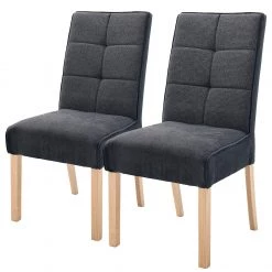 Norrwood Chaises capitonnées Brachy (lot de 2) - Tissage à plat / Hêtre massif - Anthracite