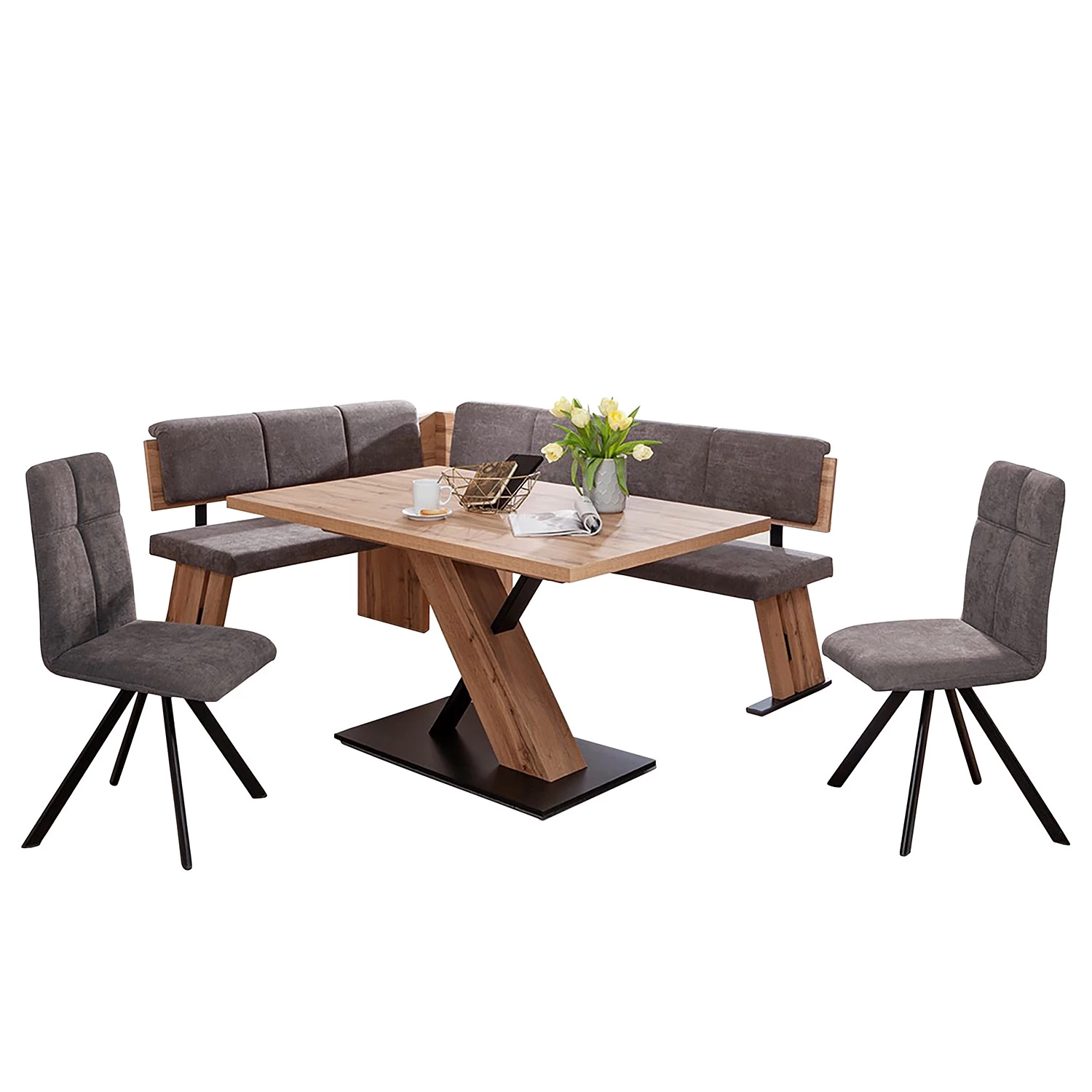Schösswender Salle à manger complète Kota I (4 élém.) - Marron gris / Imitation chêne 2 Schösswender Salle à manger complète Kota I (4 élém.) - Marron gris / Imitation chêne – Image 2