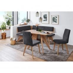 Schösswender Salle à manger complète Maia II (4 él.) - (Extensible) - Gris foncé / Imitation chêne