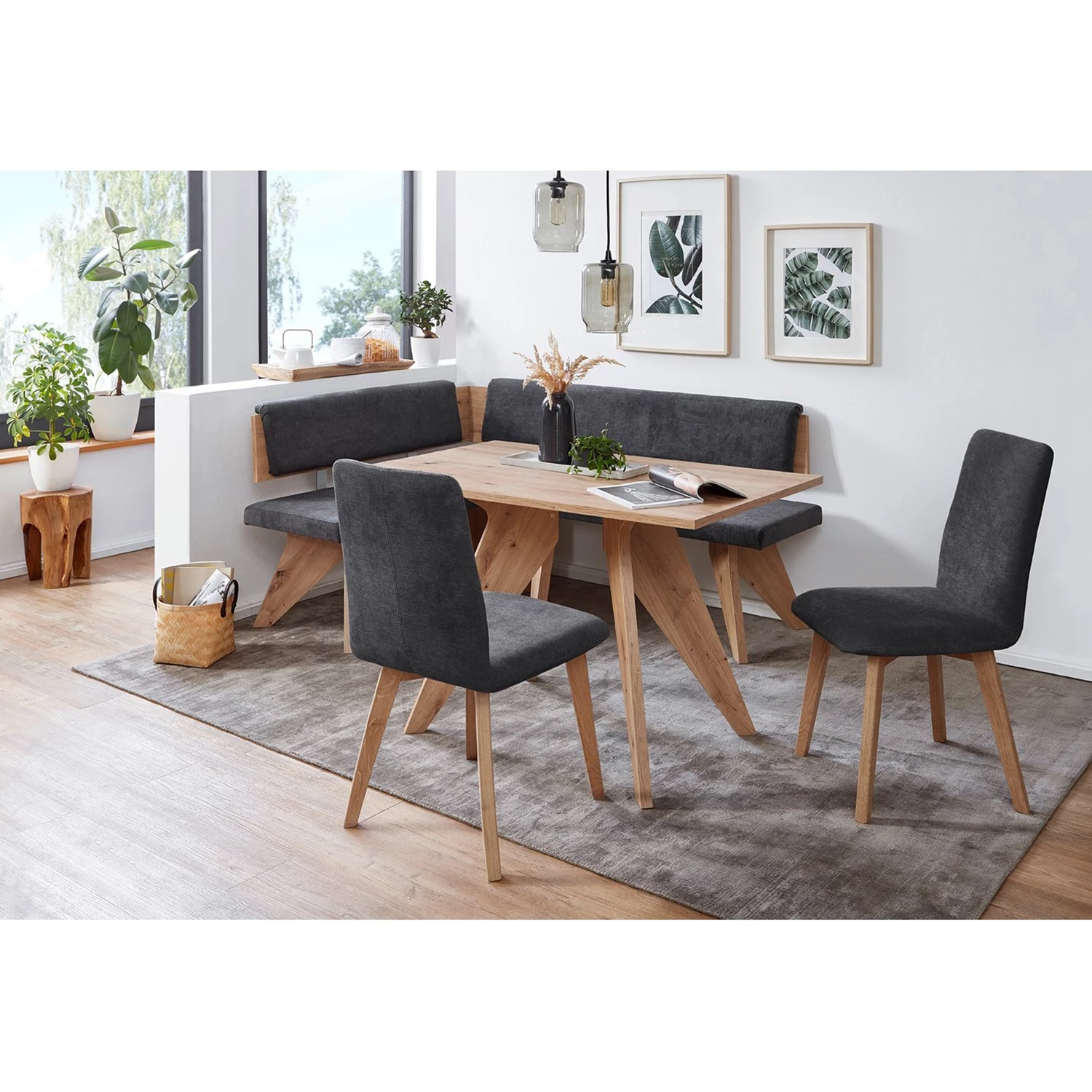 Schösswender Salle à manger complète Maia II (4 él.) - (Extensible) - Gris foncé / Imitation chêne 1 Schösswender Salle à manger complète Maia II (4 él.) - (Extensible) - Gris foncé / Imitation chêne