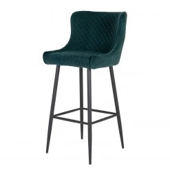 Red Living Chaise de bar Batilly I - Velours / Acier - Vert foncé