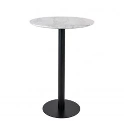 Jack & Alice Table haute Gavrelle - Imitation marbre blanc - Noir