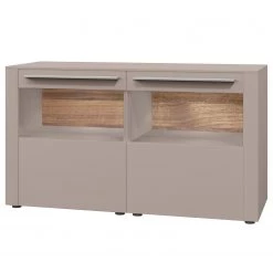 GWINNER Buffet Bellano IV - Placage en bois véritable - Mat fango / Noyer ramageux - Sans éclairage
