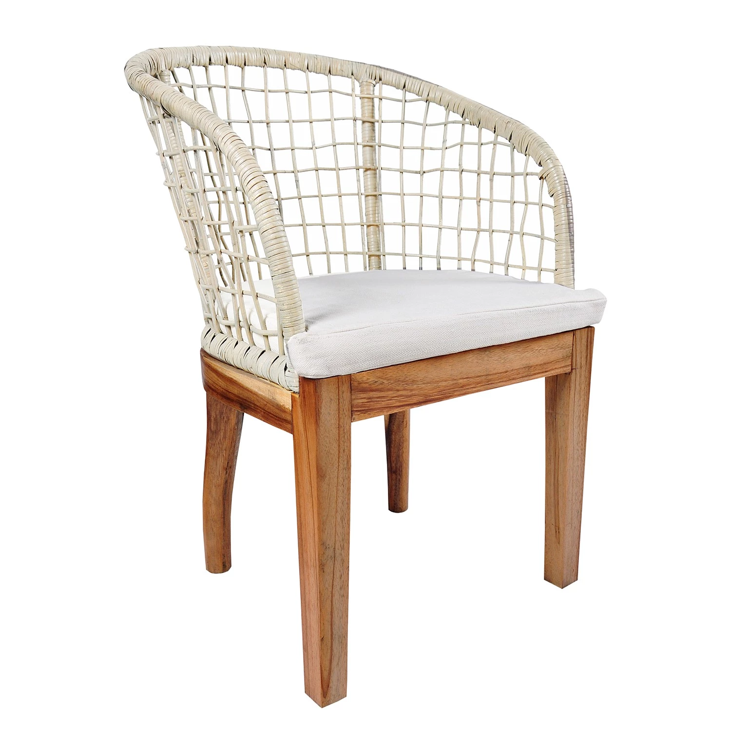 Ars Natura Chaises à accoudoirs Le Puy - Tissu / Rotin et suar massif - Blanc / Rotin couleur crème et suar 2 Ars Natura Chaises à accoudoirs Le Puy - Tissu / Rotin et suar massif - Blanc / Rotin couleur crème et suar – Image 2