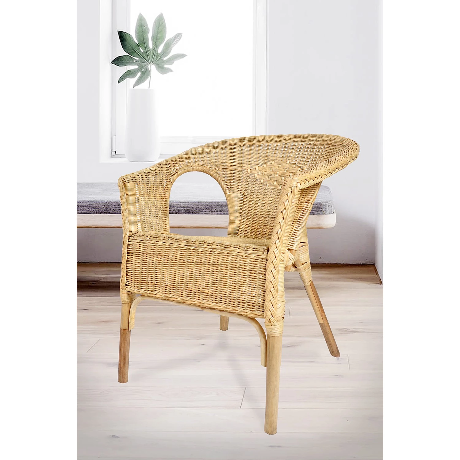 Ars Natura Chaise à accoudoirs Biville - Rotin - Naturel 2 Ars Natura Chaise à accoudoirs Biville - Rotin - Naturel – Image 2