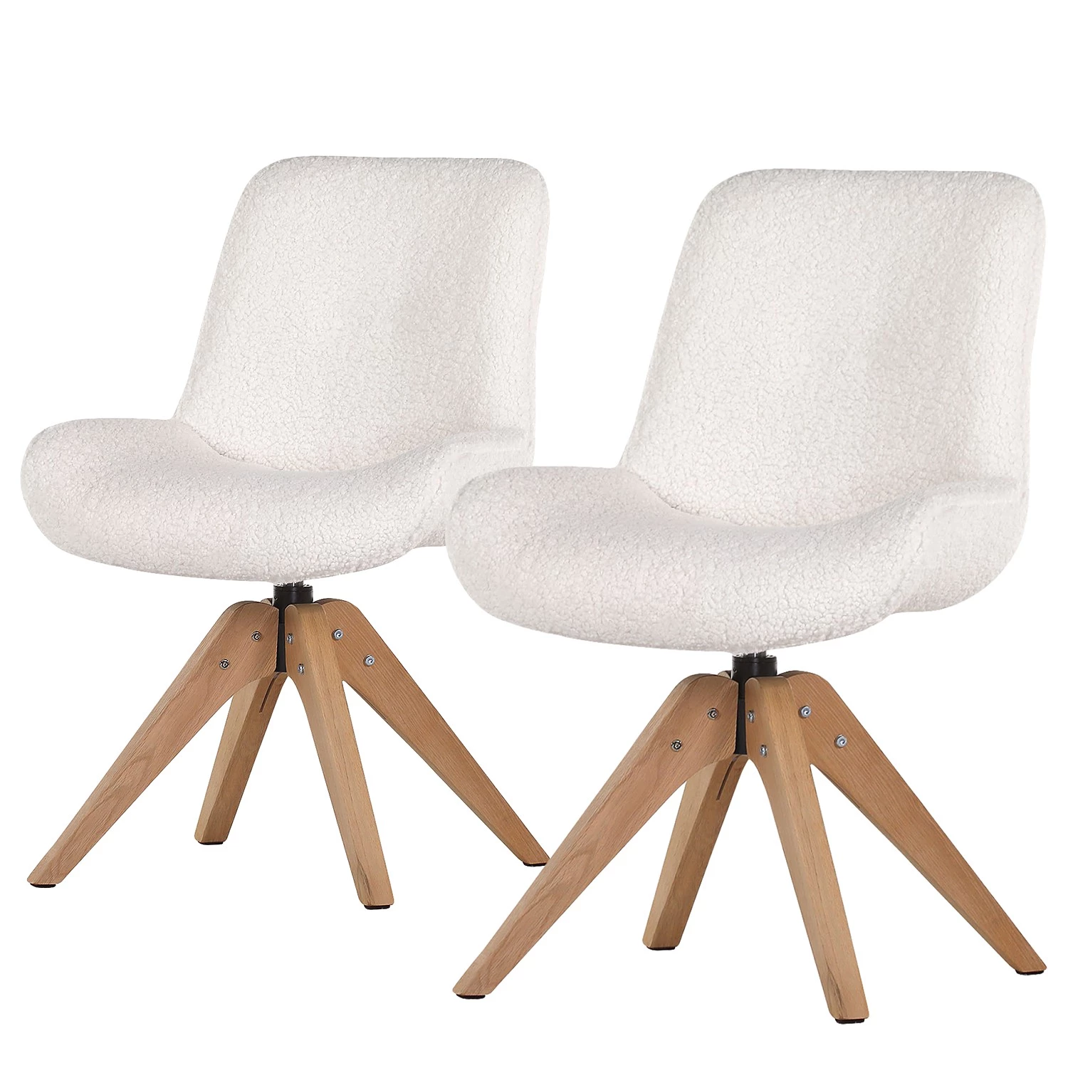 Red Living Chaises capitonnées Bonlieu (lot de 2) - Bouclé / Chêne massif - Blanc / Chêne 1 Red Living Chaises capitonnées Bonlieu (lot de 2) - Bouclé / Chêne massif - Blanc / Chêne