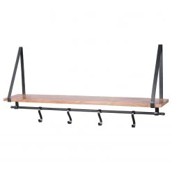 Red Living Étagère murale Beuvillers - Manguier massif / Métal - Manguier / Noir