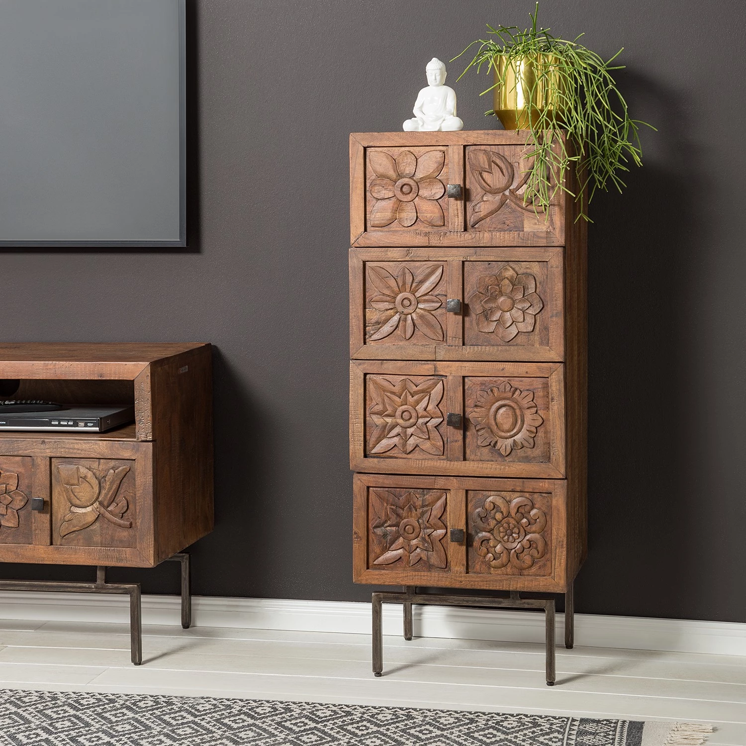 Wolf-Möbel Commode Carving - Acacia massif 2 Wolf-Möbel Commode Carving - Acacia massif – Image 2