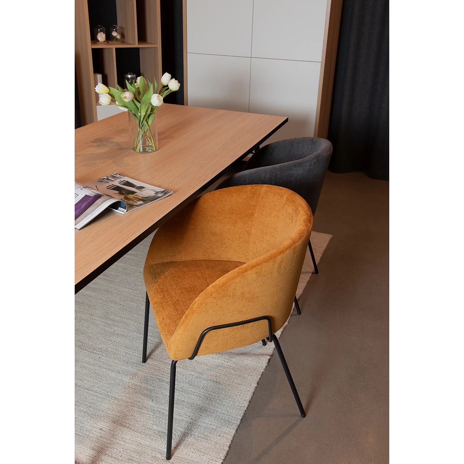 Tenzo Chaises à accoudoirs Bud (lots de 2) - Tissu / Métal - Orange 2 Tenzo Chaises à accoudoirs Bud (lots de 2) - Tissu / Métal - Orange – Image 2