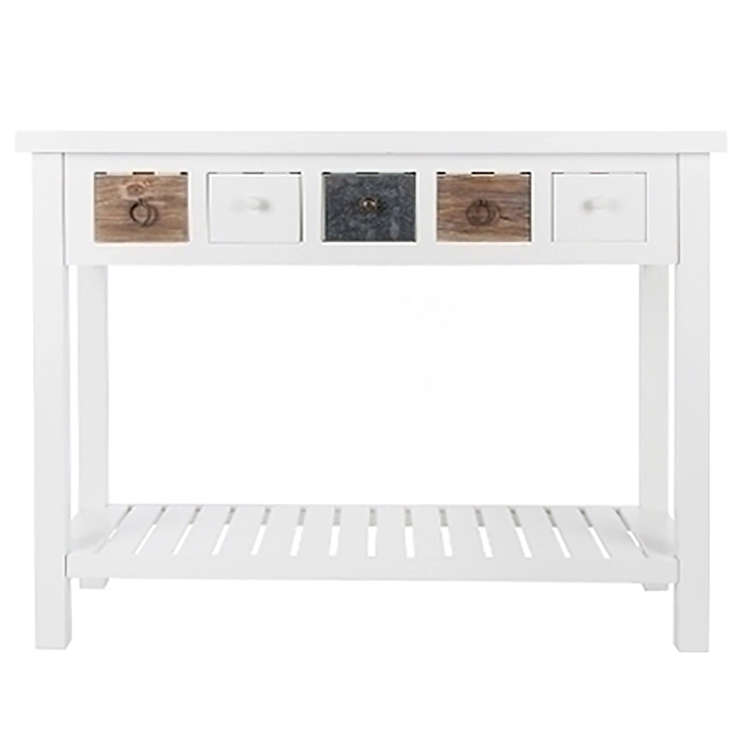 Ridgevalley Console Itzehoe - Paulownia massif - Blanc / Multicolore 3 Ridgevalley Console Itzehoe - Paulownia massif - Blanc / Multicolore – Image 3