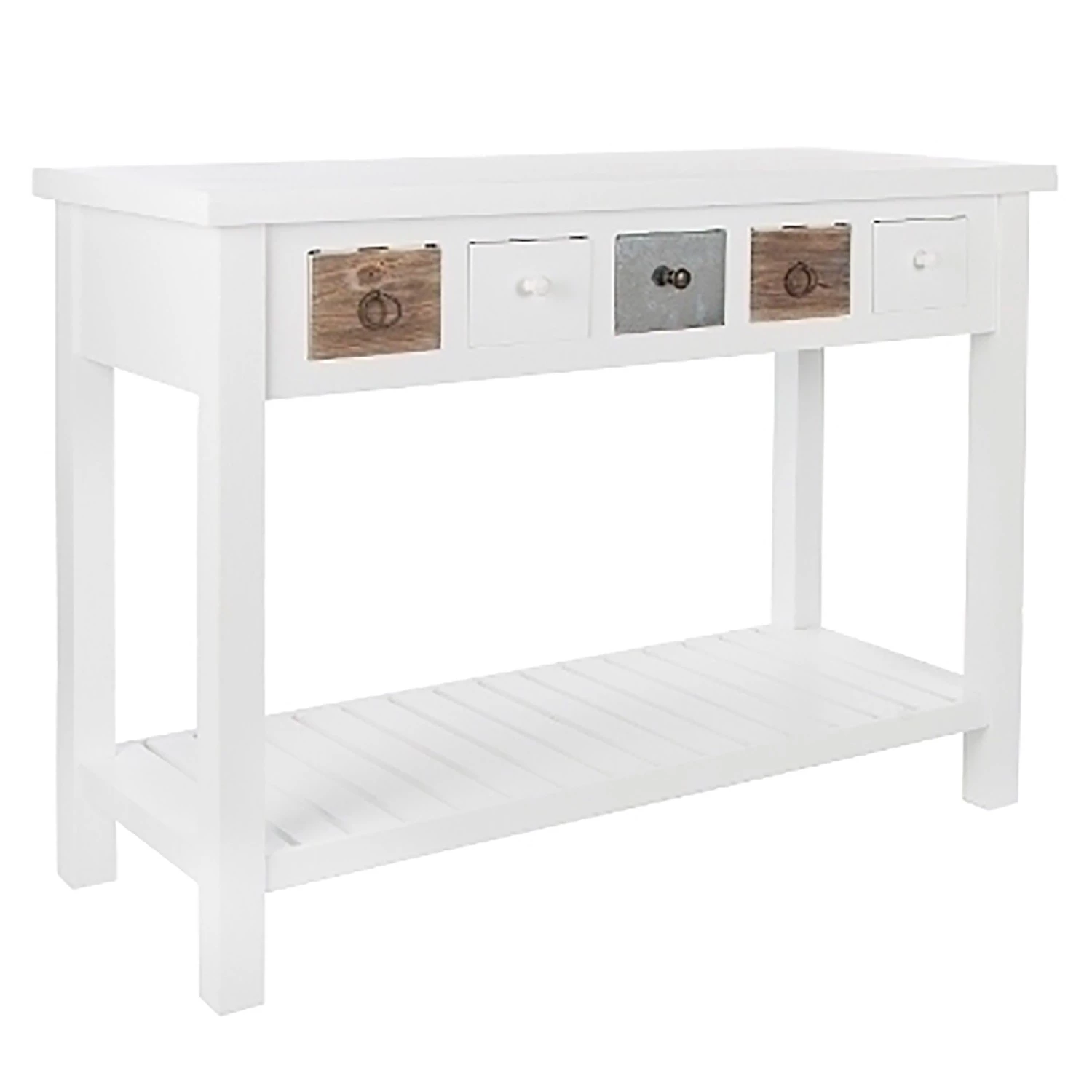 Ridgevalley Console Itzehoe - Paulownia massif - Blanc / Multicolore 4 Ridgevalley Console Itzehoe - Paulownia massif - Blanc / Multicolore – Image 4