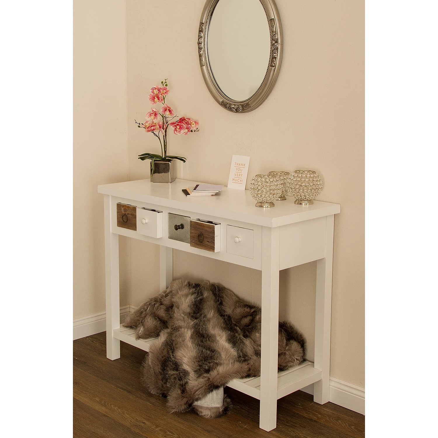Ridgevalley Console Itzehoe - Paulownia massif - Blanc / Multicolore 8 Ridgevalley Console Itzehoe - Paulownia massif - Blanc / Multicolore – Image 8