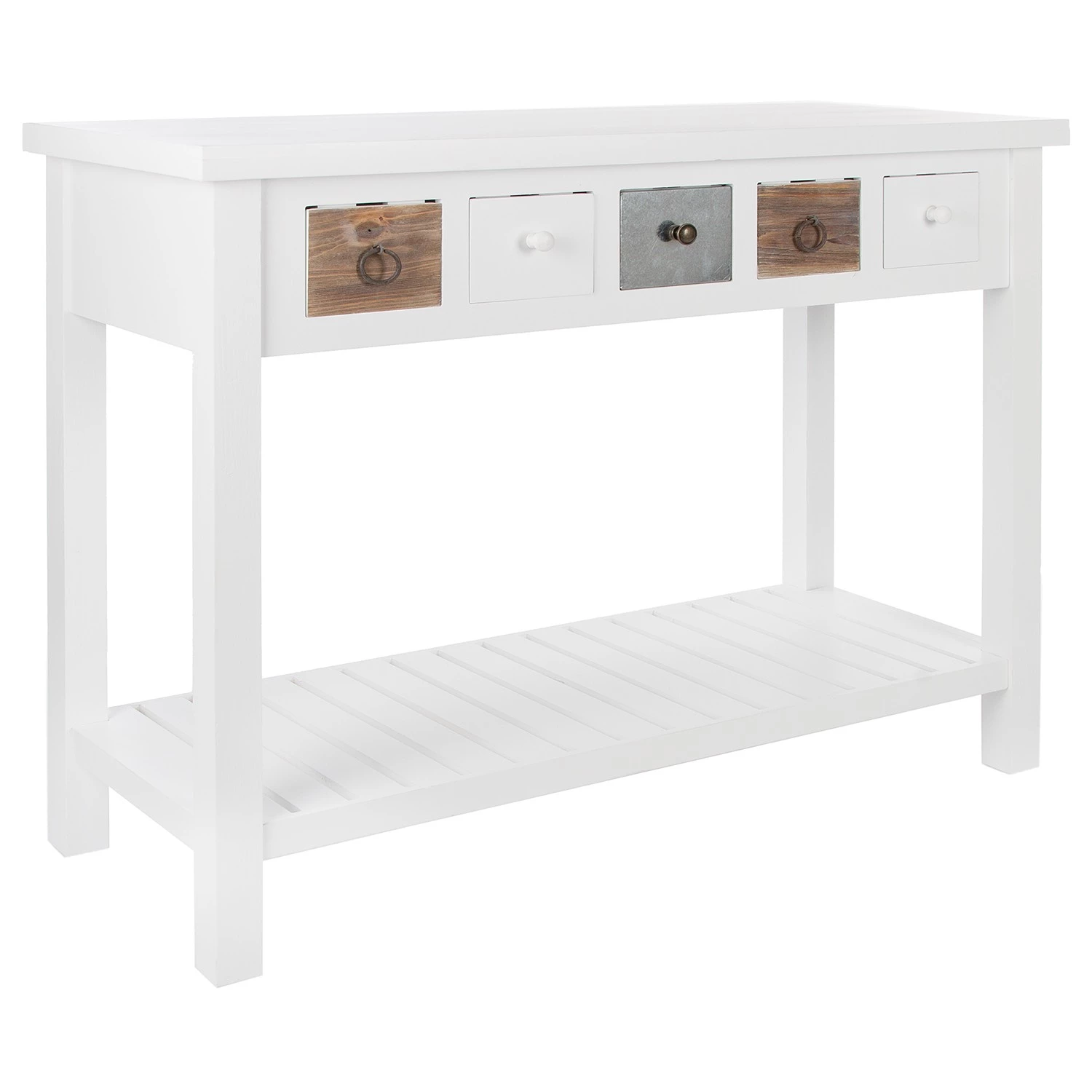 Ridgevalley Console Itzehoe - Paulownia massif - Blanc / Multicolore 10 Ridgevalley Console Itzehoe - Paulownia massif - Blanc / Multicolore – Image 10