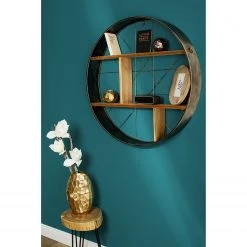 Ridgevalley Étagère murale Coch - Bois manufacturé / Eucalyptus massif - Imitation chêne / Cuivre -Meubles de salle à manger Soldes Magasin 1000257206 210430 13011900107 MOOD DETAILS P000000001000257206 mood