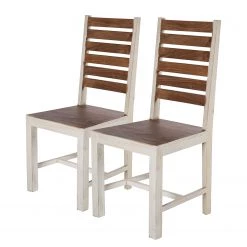 Wolf-Möbel Chaises Maison (lot de 2) - Acacia massif - Acacia couleur pierre / Blanc cassé