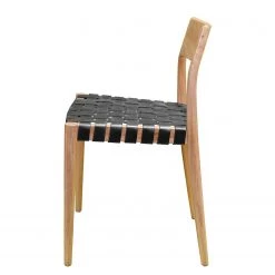 Ars manufacti Chaise Cerro - Cuir véritable / Teck massif - Noir / Teck -Meubles de salle à manger Soldes Magasin 1000257228 211007 15380500052 DETAILS P000000001000257228