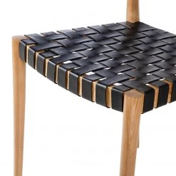 Ars manufacti Chaise Cerro - Cuir véritable / Teck massif - Noir / Teck -Meubles de salle à manger Soldes Magasin 1000257228 220818 033 DETAILS P000000001000257228