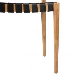 Ars manufacti Chaise Cerro - Cuir véritable / Teck massif - Noir / Teck -Meubles de salle à manger Soldes Magasin 1000257228 220818 035 DETAILS P000000001000257228