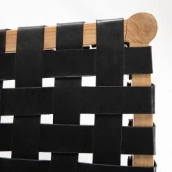 Ars manufacti Chaise Cerro - Cuir véritable / Teck massif - Noir / Teck -Meubles de salle à manger Soldes Magasin 1000257228 220818 037 DETAILS P000000001000257228