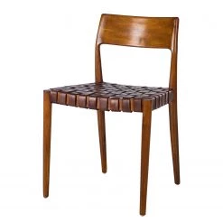 Ars manufacti Chaise Cerro - Cuir véritable / Teck massif - Cognac