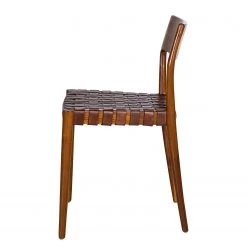 Ars manufacti Chaise Cerro - Cuir véritable / Teck massif - Cognac -Meubles de salle à manger Soldes Magasin 1000257232 220330 031 DETAILS P000000001000257232