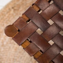 Ars manufacti Chaise Cerro - Cuir véritable / Teck massif - Cognac -Meubles de salle à manger Soldes Magasin 1000257232 220614 040 DETAILS P000000001000257232