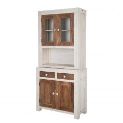 Wolf-Möbel Vaisselier Maison - Acacia massif - Acacia couleur pierre / Blanc cassé