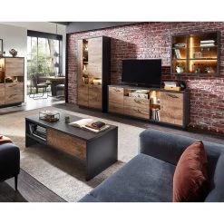 Red Living Étagère murale Batey II - Imitation chêne de Havel / Graphite -Meubles de salle à manger Soldes Magasin 1000257541 210413 13402500027 MOOD DETAILS P000000001000257541 mood