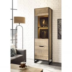 Red Living Vitrine Cocody - Imitation chêne Montana / Gris -Meubles de salle à manger Soldes Magasin 1000261310 210426 09125400005 MOOD DETAILS P000000001000261310 mood