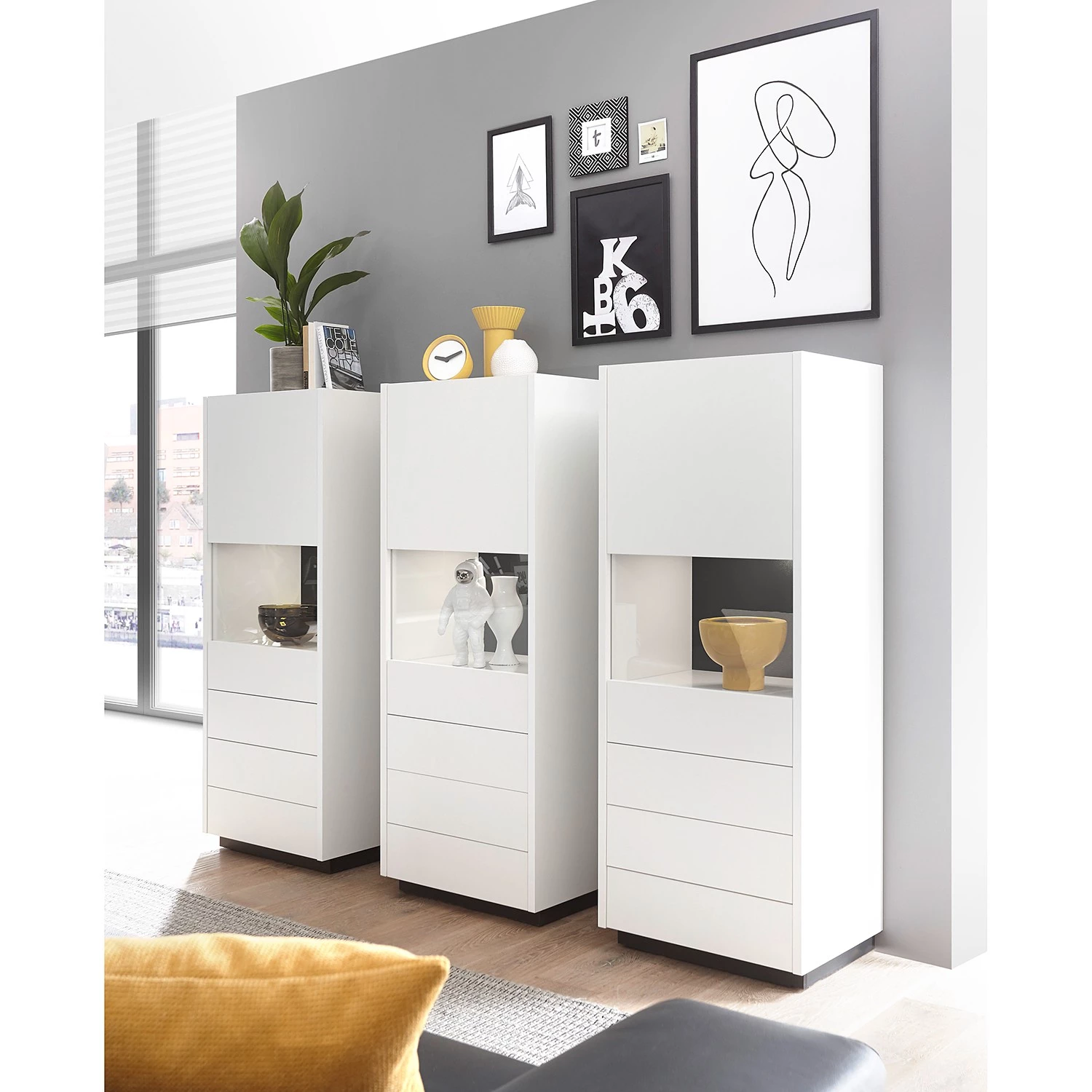 Loftscape Buffet haut Muuga I - Blanc / Gris 2 Loftscape Buffet haut Muuga I - Blanc / Gris – Image 2