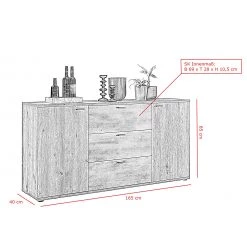 Red Living Commode Ambato - Imitation chêne Artisan 9 Red Living Commode Ambato - Imitation chêne Artisan -Meubles de salle à manger Soldes Magasin 1000263445 210430 11521900236 SKETCH DETAILS P000000001000263445 sketch