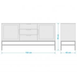 Jack & Alice Buffet Puyo - Acacia massif / Métal - Acacia / Doré -Meubles de salle à manger Soldes Magasin 1000264972 220118 131413000517 SKETCH DETAILS P000000001000264972 sketch