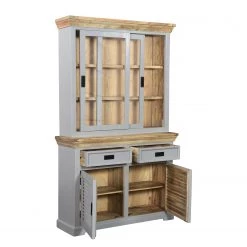 Maison Belfort Buffet haut Antton - Acacia / Manguier massif - Gris / Manguier -Meubles de salle à manger Soldes Magasin 1000265467 220104 09380600054 DETAILS P000000001000265467