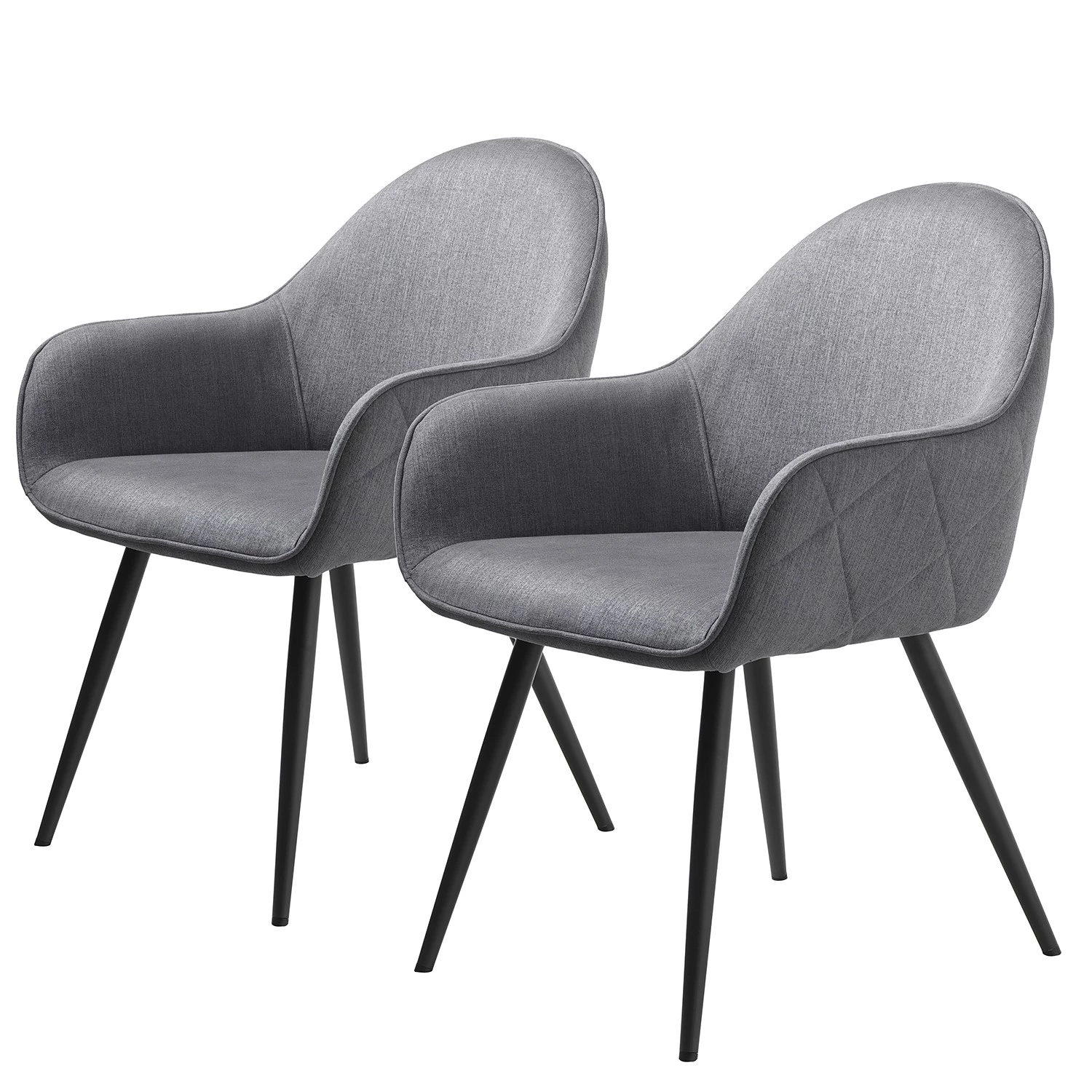 Red Living Chaises à accoudoirs Delvin (lot de 2) - Tissu / Métal - Gris / Noir 1 Red Living Chaises à accoudoirs Delvin (lot de 2) - Tissu / Métal - Gris / Noir