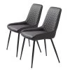 Red Living Chaises Dela II (lot de 2) - Imitation cuir / Métal - Marron foncé / Noir