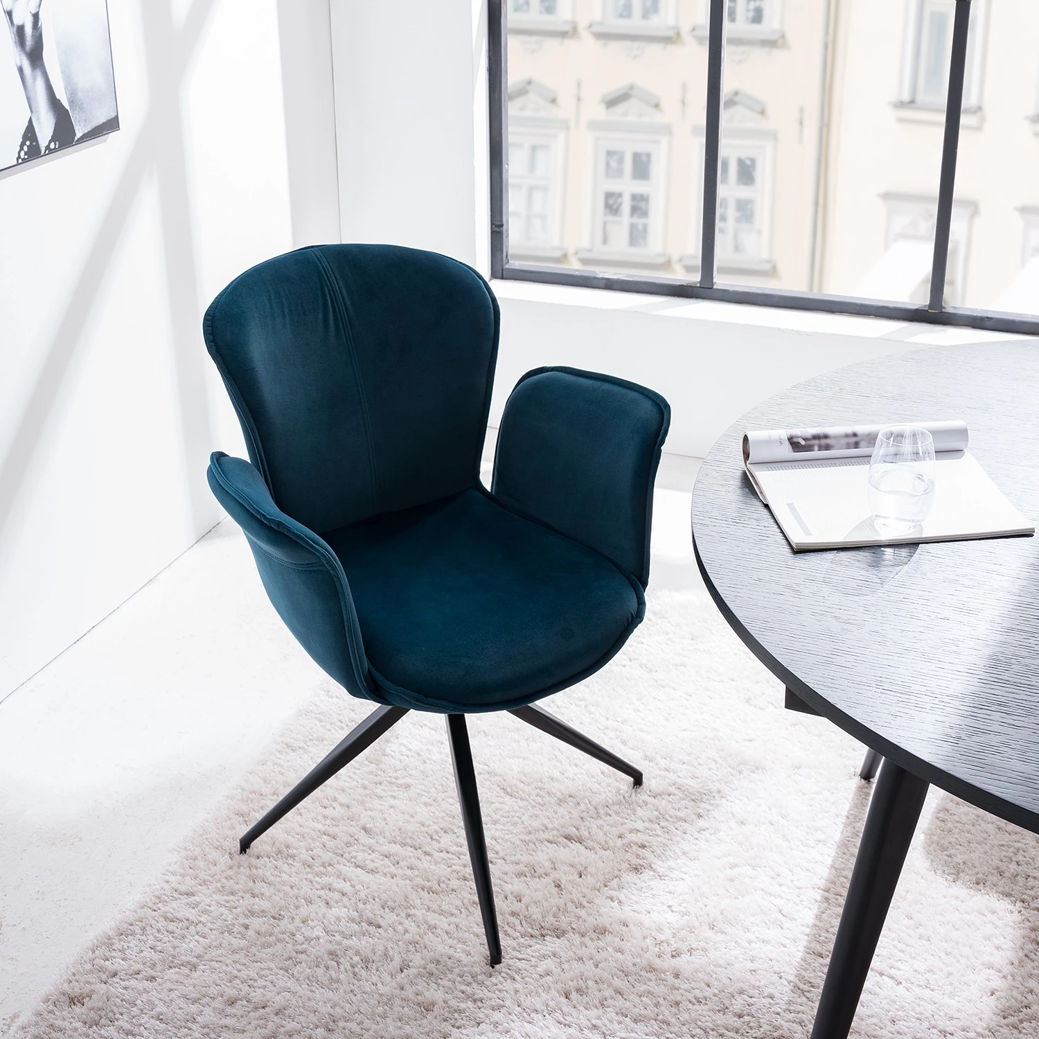 Ars manufacti Chaise à accoudoirs Yves - Bleu lagon 3 Ars manufacti Chaise à accoudoirs Yves - Bleu lagon – Image 3