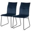 Ars manufacti Chaises capitonnées Veera (lot de 2) - Bleu nuit