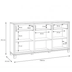 Red Living Buffet Egan II - Imitation chêne artisan / Imitation chêne noir -Meubles de salle à manger Soldes Magasin 1000270221 210609 06154100077 SKETCH DETAILS P000000001000270221 sketch